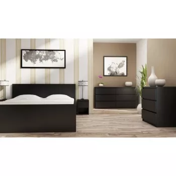 Cómoda Top e Shop M3 CZERŃ — 3 cajones, aglomerado, 700×400×770 mm, negro