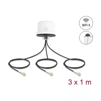 Antena DELOCK 81472 4G MIMO dual band WiFi 6 con 2 SMA y 1 RP‑SMA