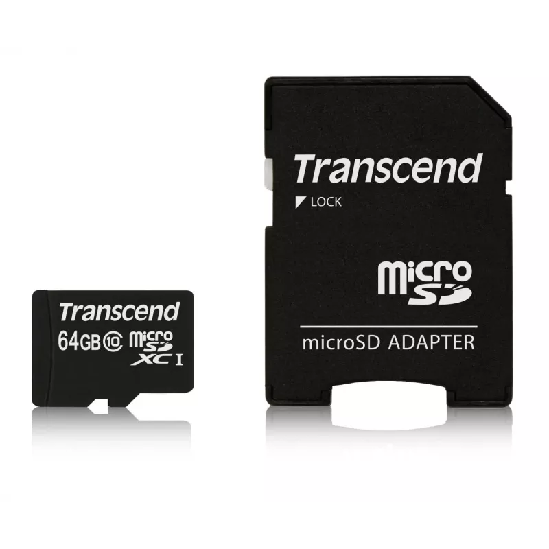 Memoria flash Transcend 64GB MicroSDXC Class 10 con adaptador