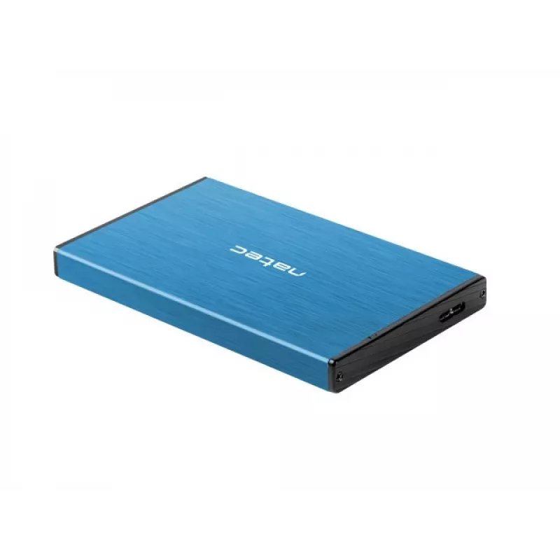 Caja externa HDD/SSD NATEC Rhino GO 2,5 pulgadas — USB 3.0, SATA III, hasta 4 TB, 9,5 mm, aluminio, azul