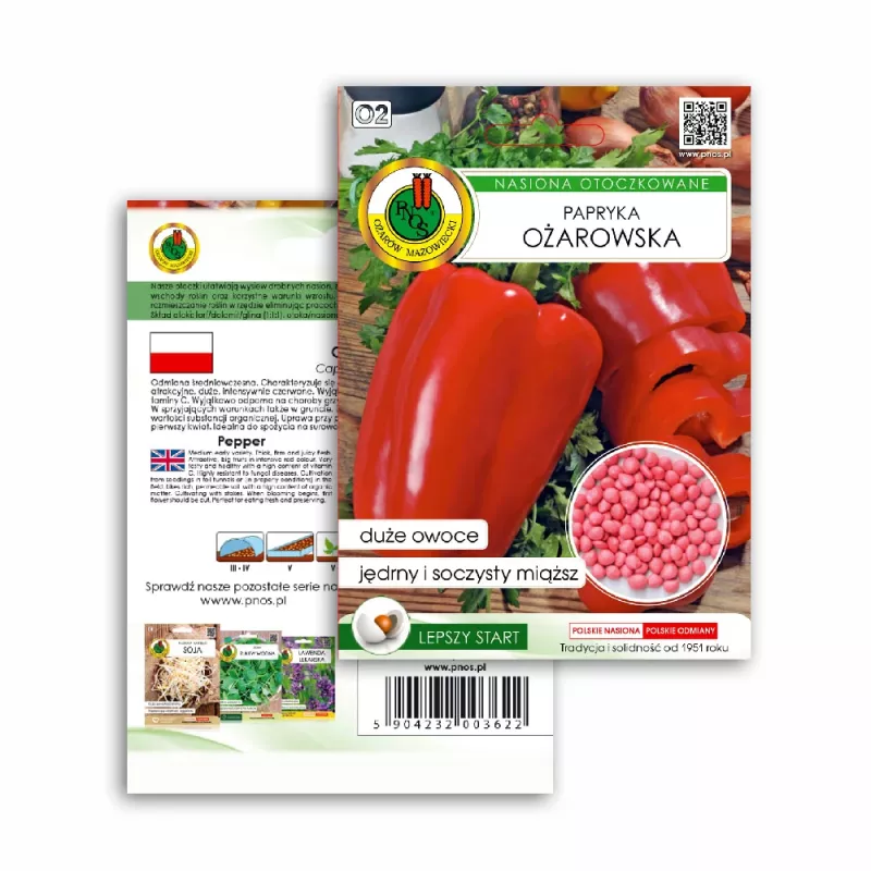 PNOS pimiento Ozarowska semillas recubiertas, paquete de 50