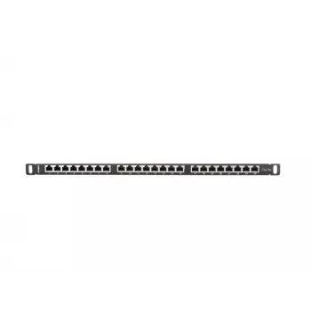 Patch panel LANBERG PPS5-0024-B 24 puertos CAT5e, metal, 0,5 U, 445×99×22,3 mm, negro