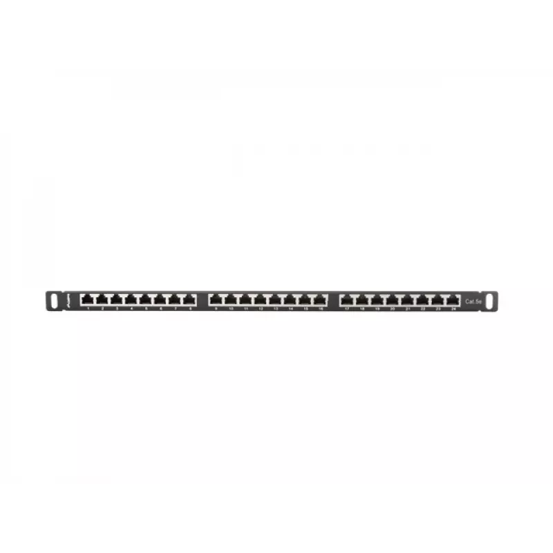 Patch panel LANBERG PPS5-0024-B 24 puertos CAT5e, metal, 0,5 U, 445×99×22,3 mm, negro