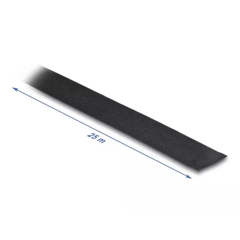 Cinta textil DeLOCK 25 m x 25 mm desgarrable autoadhesiva negra