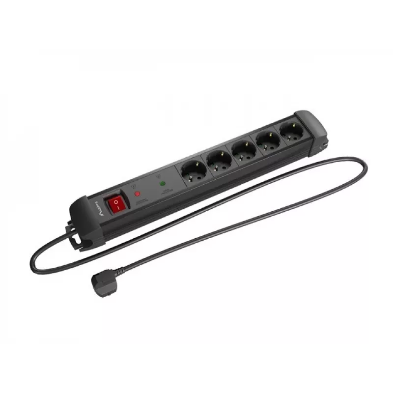 Alargador eléctrico Lanberg SP1-05F-0300-BK 3 m 5 tomas AC para interior negro