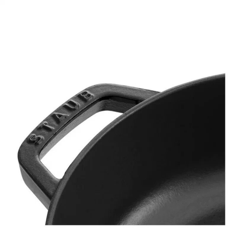 Staub Chistera 40511-472-0 olla asadora 28 cm, redonda, de hierro fundido, 3,7 l, negra
