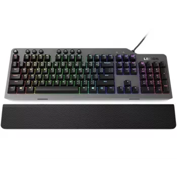 Teclado mecánico gaming Lenovo Legion K500 – tamaño completo 104 teclas USB, QWERTY US English, retroiluminación RGB, gris/negro