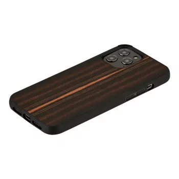 Funda para móvil Man and Wood para iPhone 12 Pro Max – ébano negro, carcasa rígida protectora