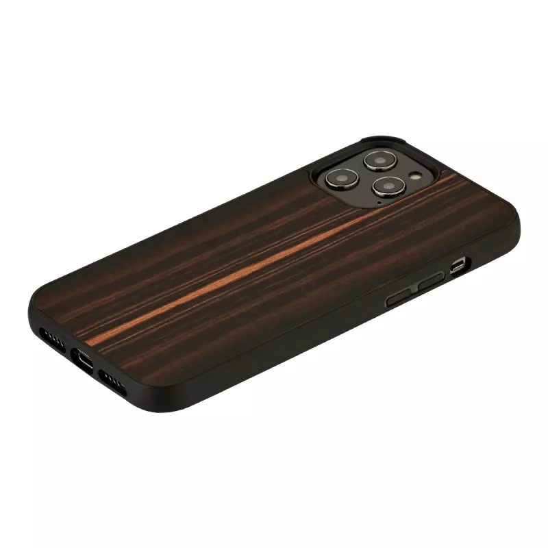 Funda para móvil Man and Wood para iPhone 12 Pro Max – ébano negro, carcasa rígida protectora