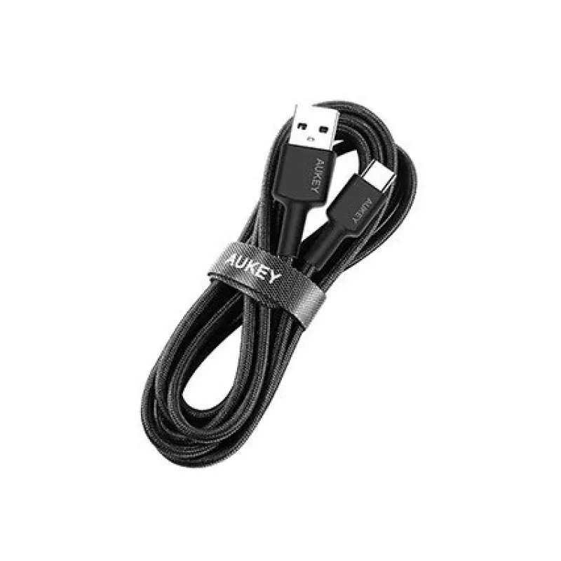 Aukey CB-CA2 OEM cable de USB-C a USB-A, trenzado de nailon, 2 m, negro