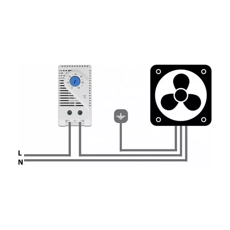 Delock 66823 termostato con contacto NC para carril DIN, gris