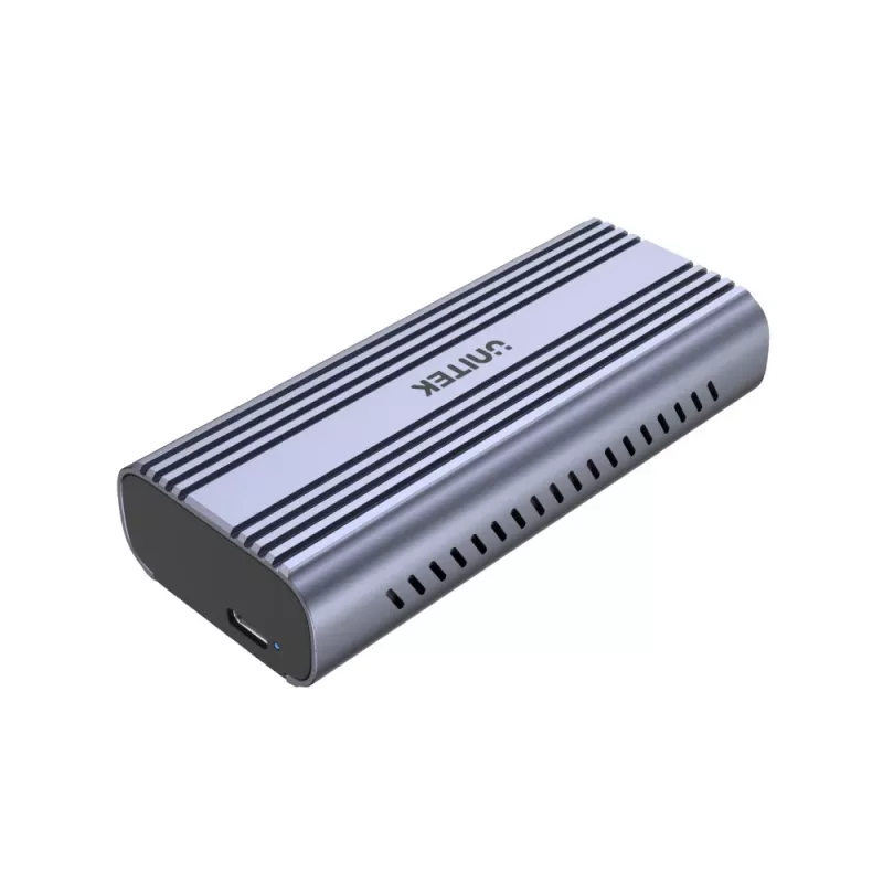 Carcasa SSD Unitek SolidForce Reefer gris — M.2 NVMe PCIe, USB‑C 10 Gbit/s, aluminio, 1 unidad