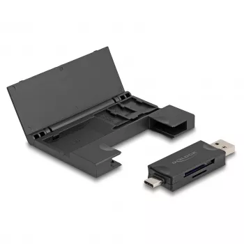 Lector de tarjetas DeLOCK 91014 USB 3.2 Gen 1 Type-A/Type-C negro MicroSD SD