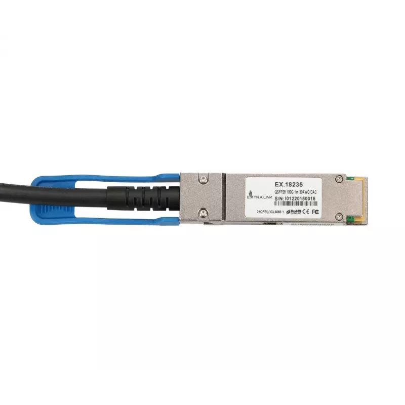 Cable DAC QSFP28 Extralink 100G 1M 30AWG pasivo módulo transceptor de red