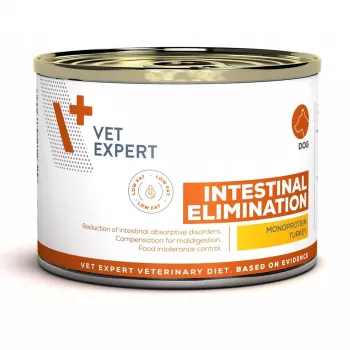 Comida húmeda para perros VETEXPERT Intestinal Elimination — dieta terapéutica pavo 200 g, sin cereales, para perros adultos