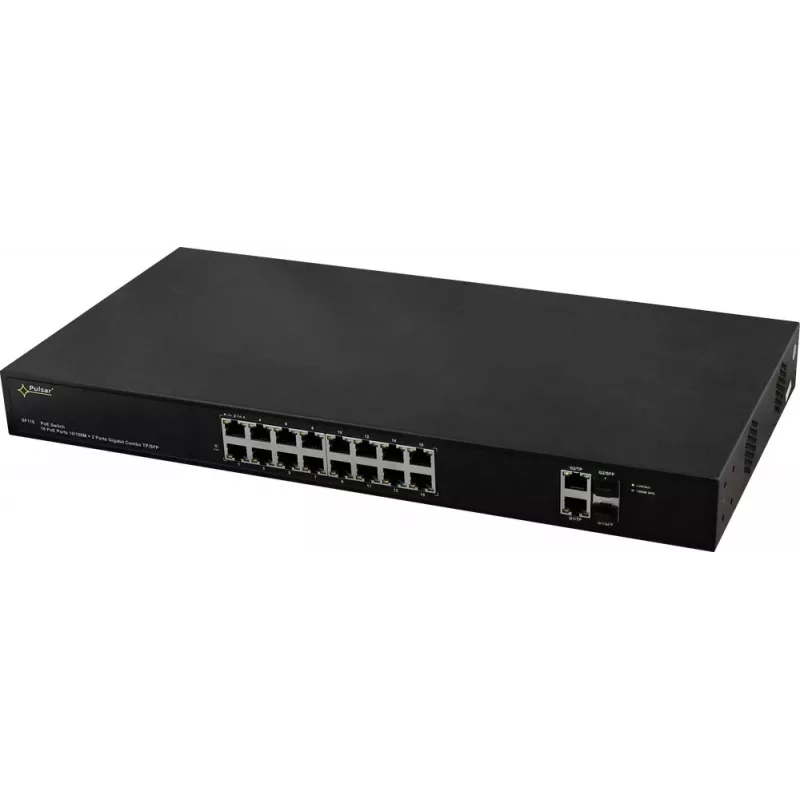 PULSAR SF116 conmutador de red gestionado Fast Ethernet (10/100) Power over Ethernet (PoE) 1U negro