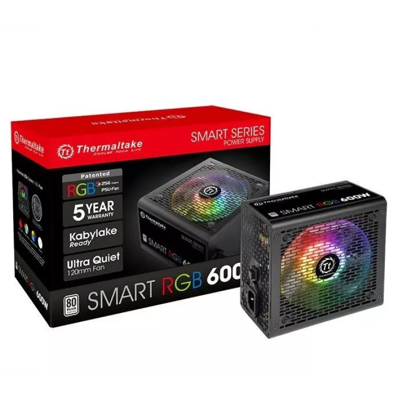 Thermaltake SMART RGB PS-SPR-0600NHSAWE-1 - Fuente de alimentación (interna) - ATX12V 2.3 - 80 PLUS - AC 230 V - 600 Watt - PFC activo - negro