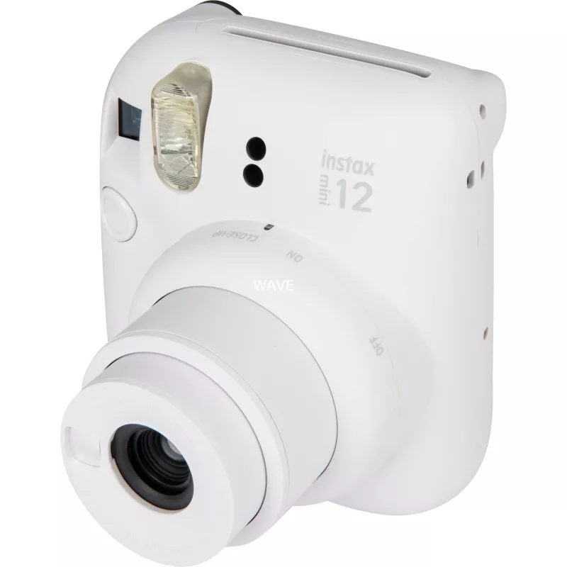 Cámara instantánea Fujifilm Instax Mini 12 Blanca — impresiones 86×54 mm, distancia focal 60 mm, pila AA