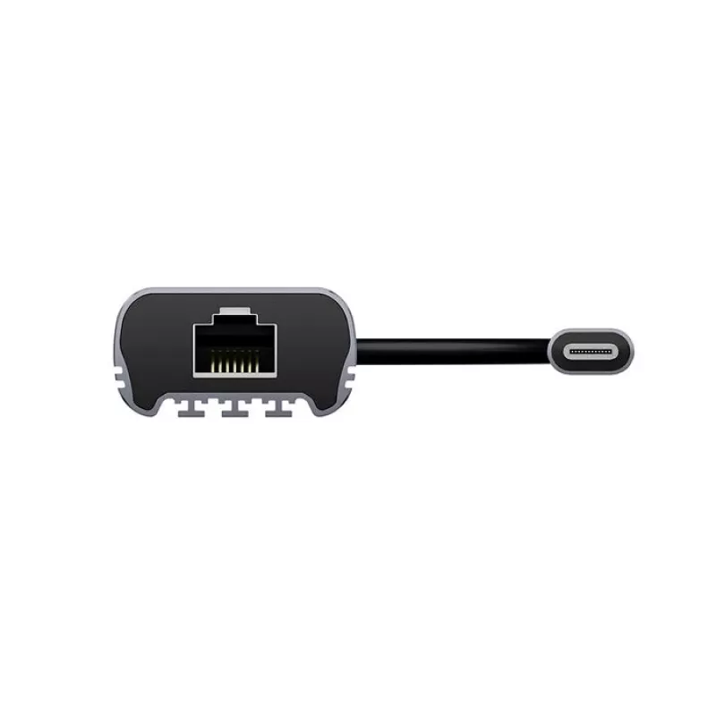 Adaptador USB-C a RJ45 Unitek U1343AGY01 — Ethernet 5 Gbit/s, USB-C (conector macho) a RJ45 (conector hembra), gris, cable 0,15 m
