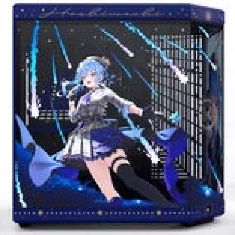 Caja de ordenador HYTE Y70 Hoshimachi Suisei azul cristal templado — caja mid-tower ATX con paneles de cristal templado