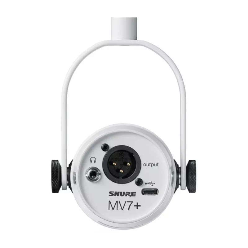 Shure MV7+-W - Micrófono de mesa/voz con conexión XLR/USB-C, blanco