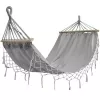 Hamaca Black Forest, gris con flecos, individual 200x100cm con estructura