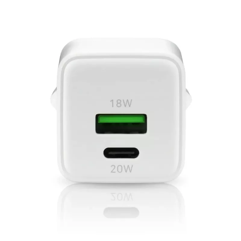Cargador de pared everActive SC-330Q con 1x USB-A y 1x USB-C, 20W, blanco