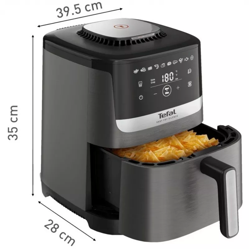 Freidora de aire Tefal Easy Fry Silence EY551HE0 individual 5 L de pie negra, gris, acero inoxidable