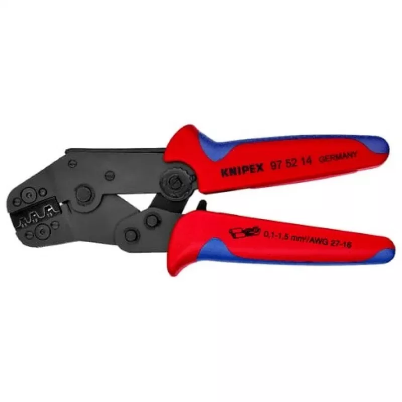 Alicate de crimpar Knipex 97 52 14 para terminales sin aislar y conectores abiertos 0,10 a 1,5 mm²