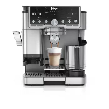 Cafetera espresso Ninja ES701EU – café/espresso semiautomática, molinillo integrado, depósito de agua 2 l, 1650 W, 25 ajustes de molienda, jarra de leche, bomba de 14 bares