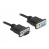 Delock RS-232 Cable serie, D-Sub 9 macho a hembra, carcasa de conector estrecha, 3 m, negro