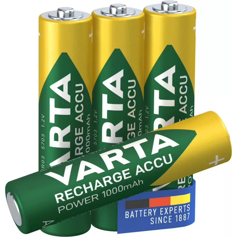 VARTA HR03 AAA Recharge Accu potencia 1000 mAh 05703 pilas recargables 4 uds. verde, amarillo