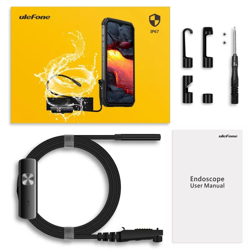 Ulefone uSmart UF-EC Cámara endoscópica para smartphones, Negro