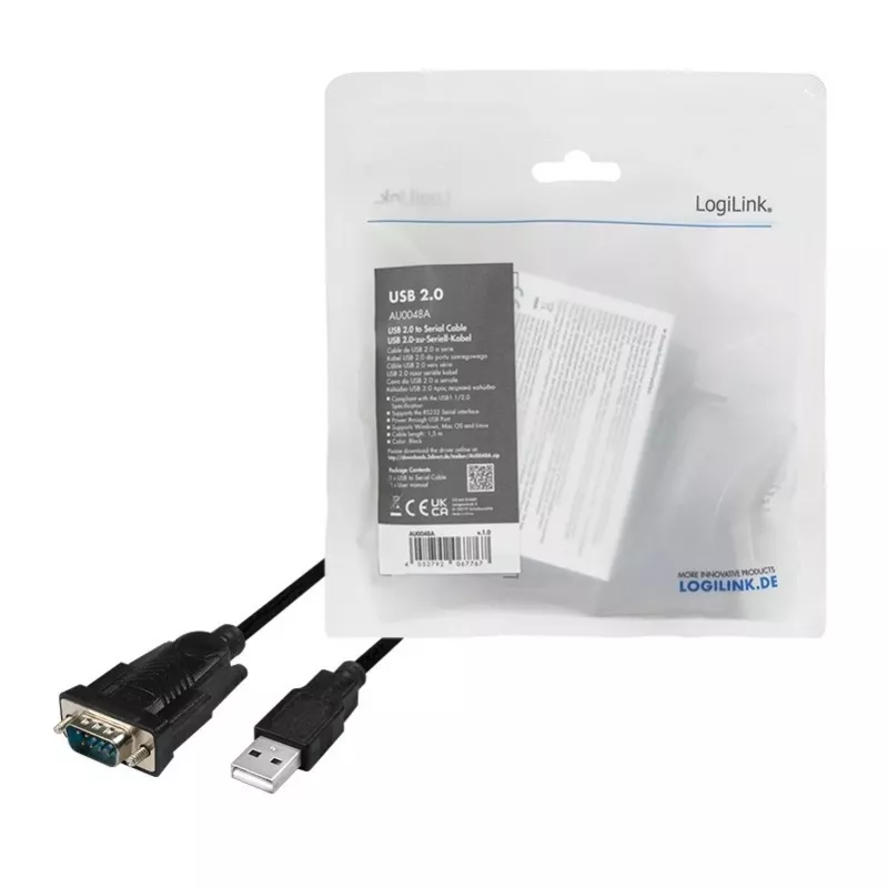 Cable serie LogiLink AU0048A negro 1,5 m USB A DB-9