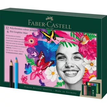 Set de lápices a base de aceite Faber-Castell Polychromos & Pitt Graphite Matt 38 uds. multicolor