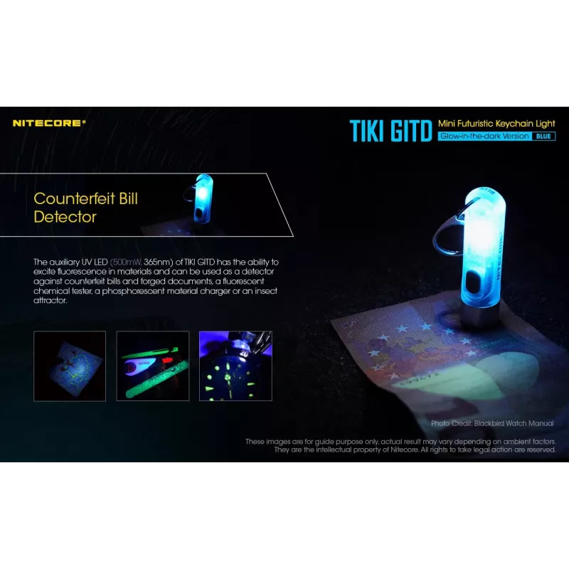 Nitecore TIKI GITD BLUE linterna, serie T, 300 lúmenes