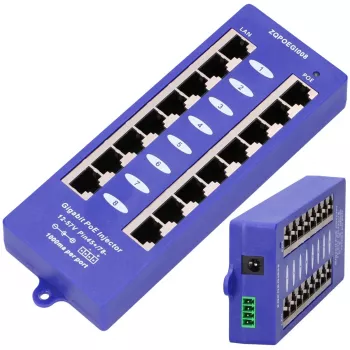 Inyector PoE Extralink Gigabit 8 puertos 1000 Mb/s RJ45 modo B
