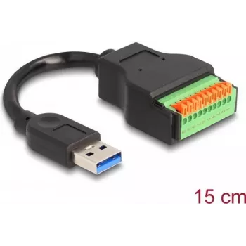Cable DeLOCK USB 3.2 Gen 1 conector macho Type-A a adaptador de regleta de conexión 15 cm
