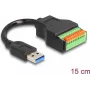 Cable DeLOCK USB 3.2 Gen 1 conector macho Type-A a adaptador de regleta de conexión 15 cm