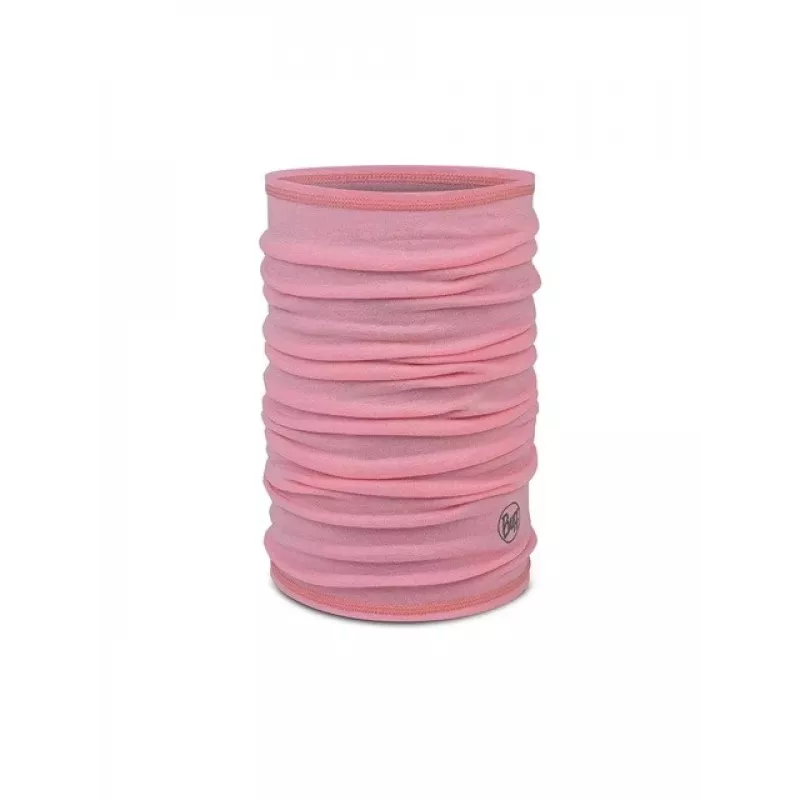 Bandana multifunción infantil Buff Merino Lightweight – rosa liso, prenda para la cabeza de lana merino sin costuras para niños