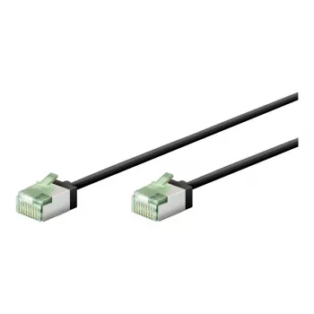 Wentronic goobay - Cable de red - RJ-45 (M) a RJ-45 (M) - 15 cm - 3,8 mm - U/UTP, sin apantallar - CAT 8.1 - libre de halógenos, plano, hilo - negro (74350)
