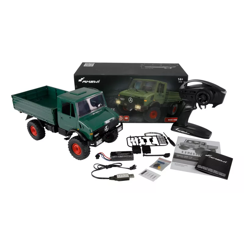 Coche RC Amewi Mercedes-Benz Unimog escala 1:12 4WD, verde