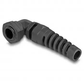Prensaestopas DeLOCK 90° en ángulo PG9 negro con alivio de tracción