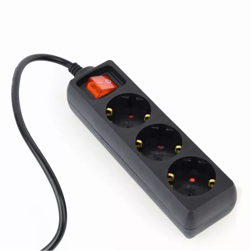 Alargador eléctrico Gembird EG-PSU3-01 0,6 m 3 salidas AC para interior negro