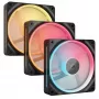 CORSAIR iCUE LINK LX120-R RGB ventiladores de caja de 120 mm, aspas invertidas, PWM, pack de 3 (3 uds.), negros
