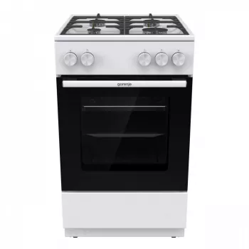 Cocina de gas independiente con horno Gorenje GG5A10WFFM — encimera de 4 fuegos, horno de 70 l, superficie esmaltada, blanca