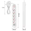 Regleta MACLEAN MCE395 W — 5 tomas de corriente, 3×USB A, 110–240 V AC, 2,1 A USB, máx. 2500 W, blanca, cable de 1,5 m