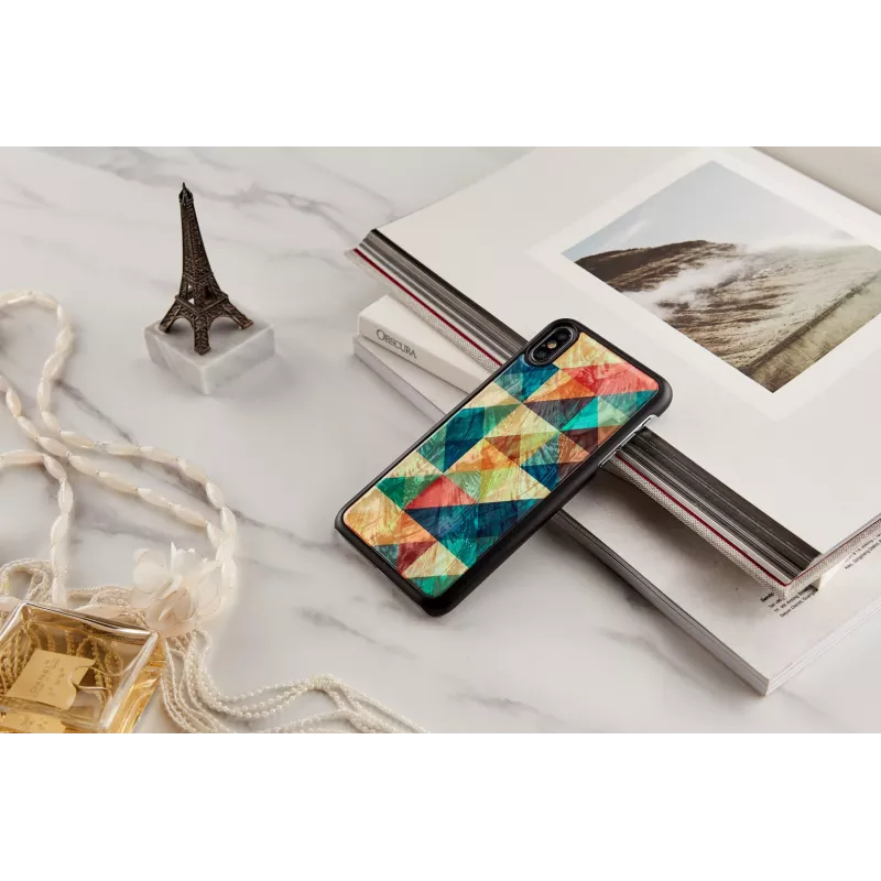 Funda para móvil iKins para iPhone XS Max — patrón mosaico, negra
