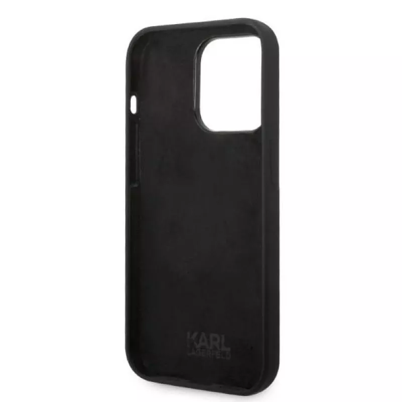 Funda blanda de silicona Karl Lagerfeld RSG negra para Apple iPhone 14 Pro KLHCP14LSRSGRCK