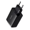 Baseus Cargador rápido compacto, 3x USB, 17 W (Negro)